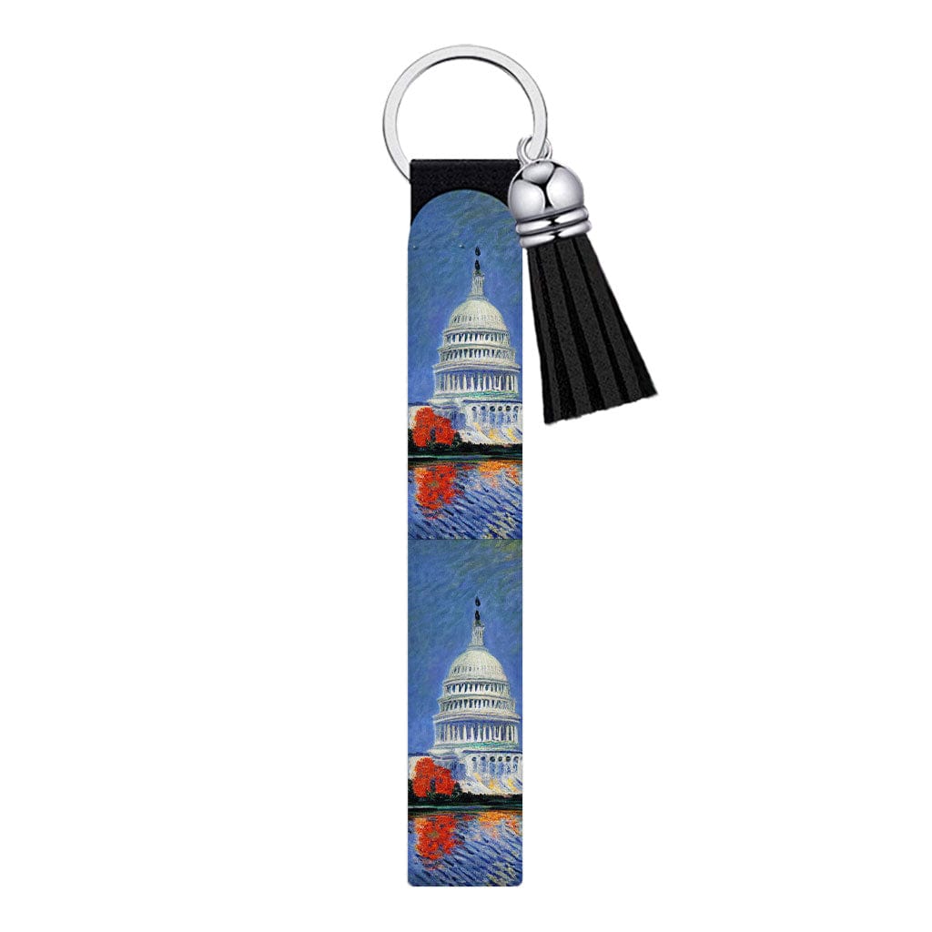 White House Keychain Wristlet - Claude Monet Keychain Bracelet - USA Wristlet Strap for Key