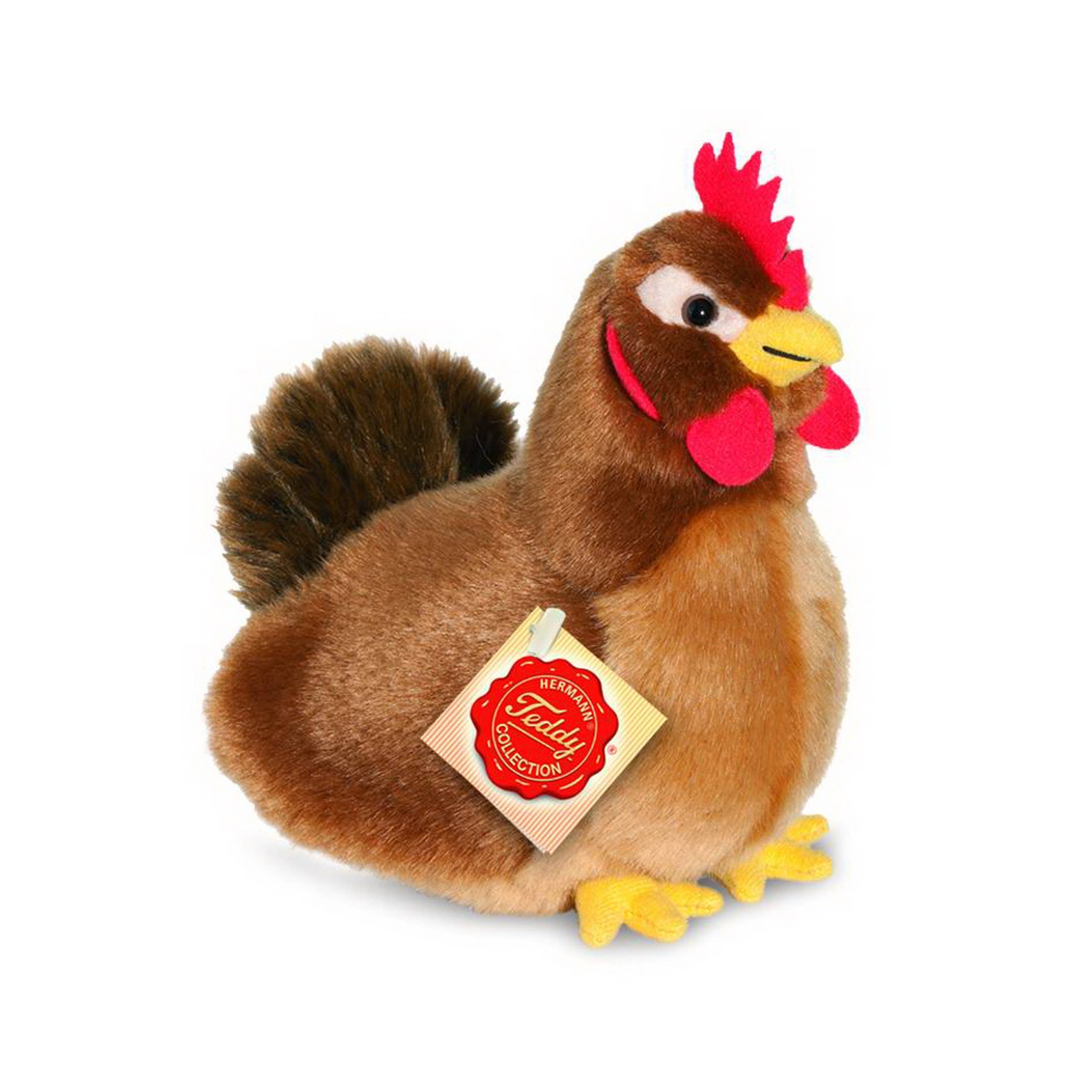 Plush Chickens Hen and Rooster by Teddy Hermann Cute!  brown 16 cm