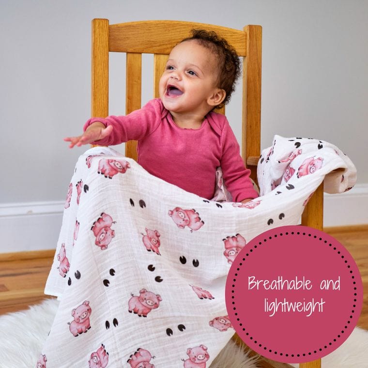 Oink Oink Pink Piggy and Hoof Prints Baby Swaddle Blanket