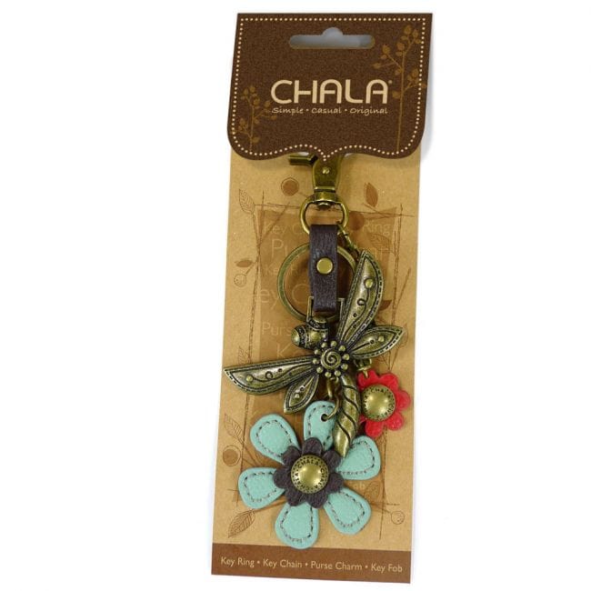 DRAGONFLY & FLOWER- CHARMING KEYCHAIN Vegan Chala - The Pink Pigs, Animal Lover's Boutique