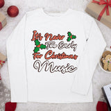 Christmas Music Long Sleeve T-Shirt - Word Art T-Shirt - Music Long Sleeve Tee Shirt