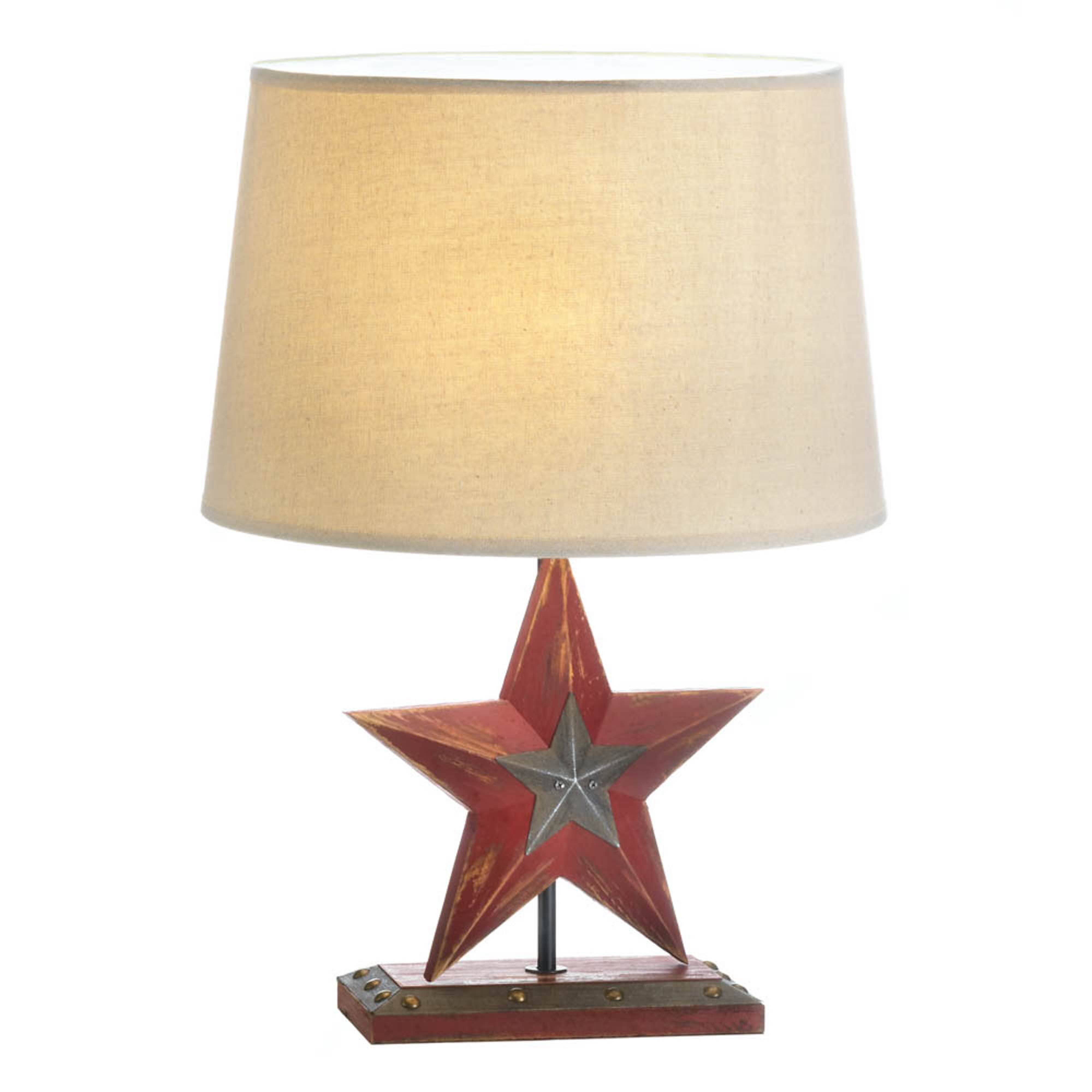 Farmhouse Red Star Table Lamp - The Pink Pigs, Animal Lover's Boutique