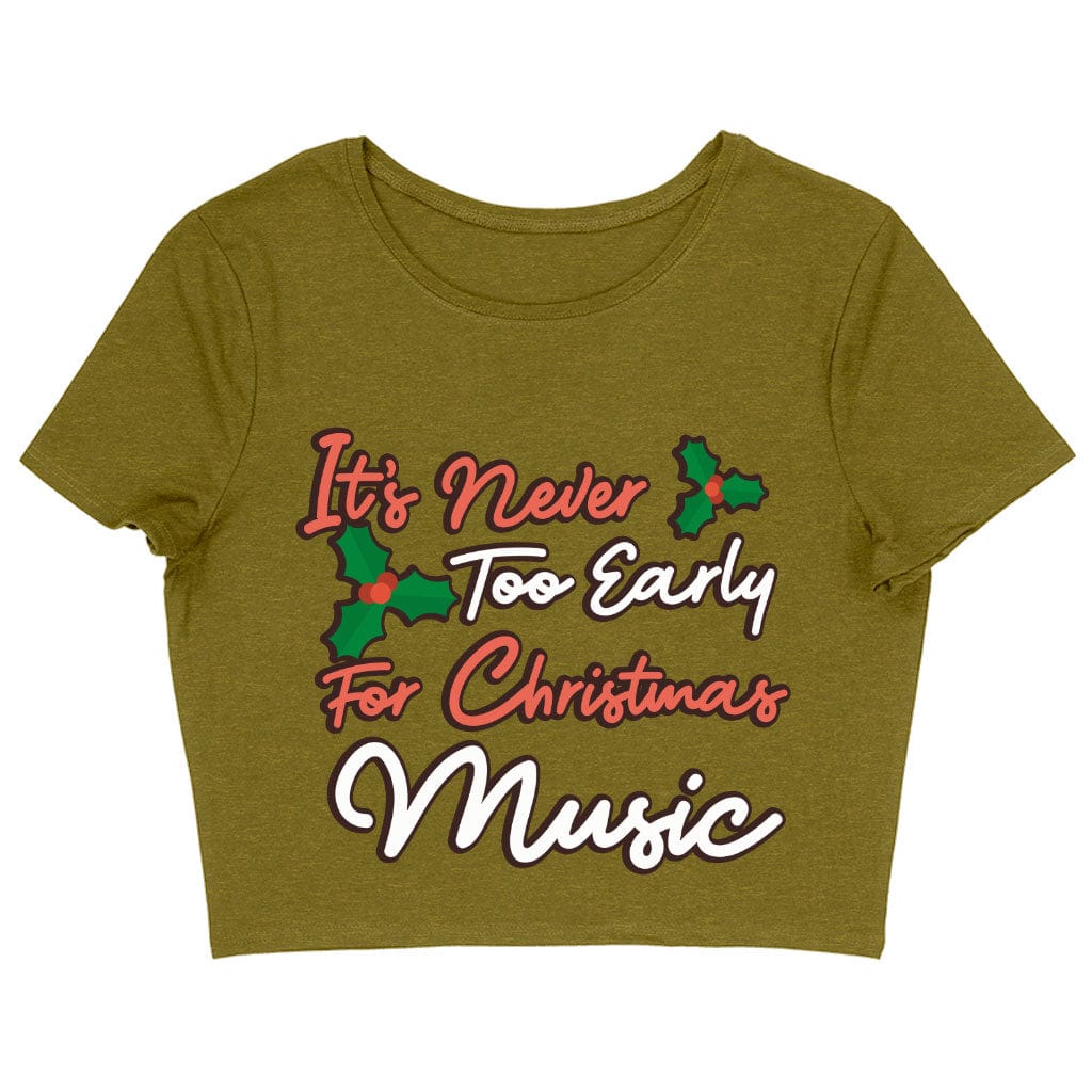 Christmas Music Women's Cropped T-Shirt - Word Art Crop Top - Music Crop Tee Shirt