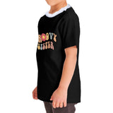 Sister Print Girls' Ruffle Neck T-Shirt - Cute Toddler T-Shirt - Illustration Ruffle Neck Tee