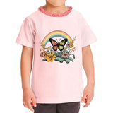 Floral Print Girls' Ruffle Neck T-Shirt - Adorable Toddler T-Shirt - Cool Ruffle Neck Tee