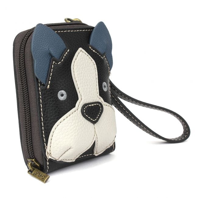 CHALA - BOSTON TERRIER - CREDIT CARD HOLDER/WALLET WRISTLET - The Pink Pigs, A Compassionate Boutique