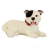 Stuffed Realistic White Staffordshire Bull Terrier with Black Patch Size 35cm/13.75"