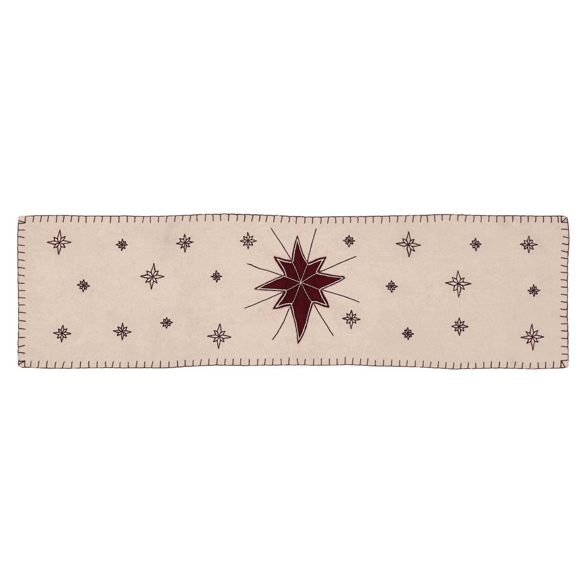 Christmas North Star Rustic Embroidered Runner 13" x 48" - The Pink Pigs, Animal Lover's Boutique