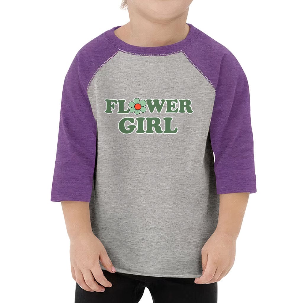 Flower Girl Toddler Baseball T-Shirt - Cool Art 3/4 Sleeve T-Shirt - Themed Kids' Baseball Tee