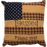 Patriotic Patch Pillow Blessed 10x10