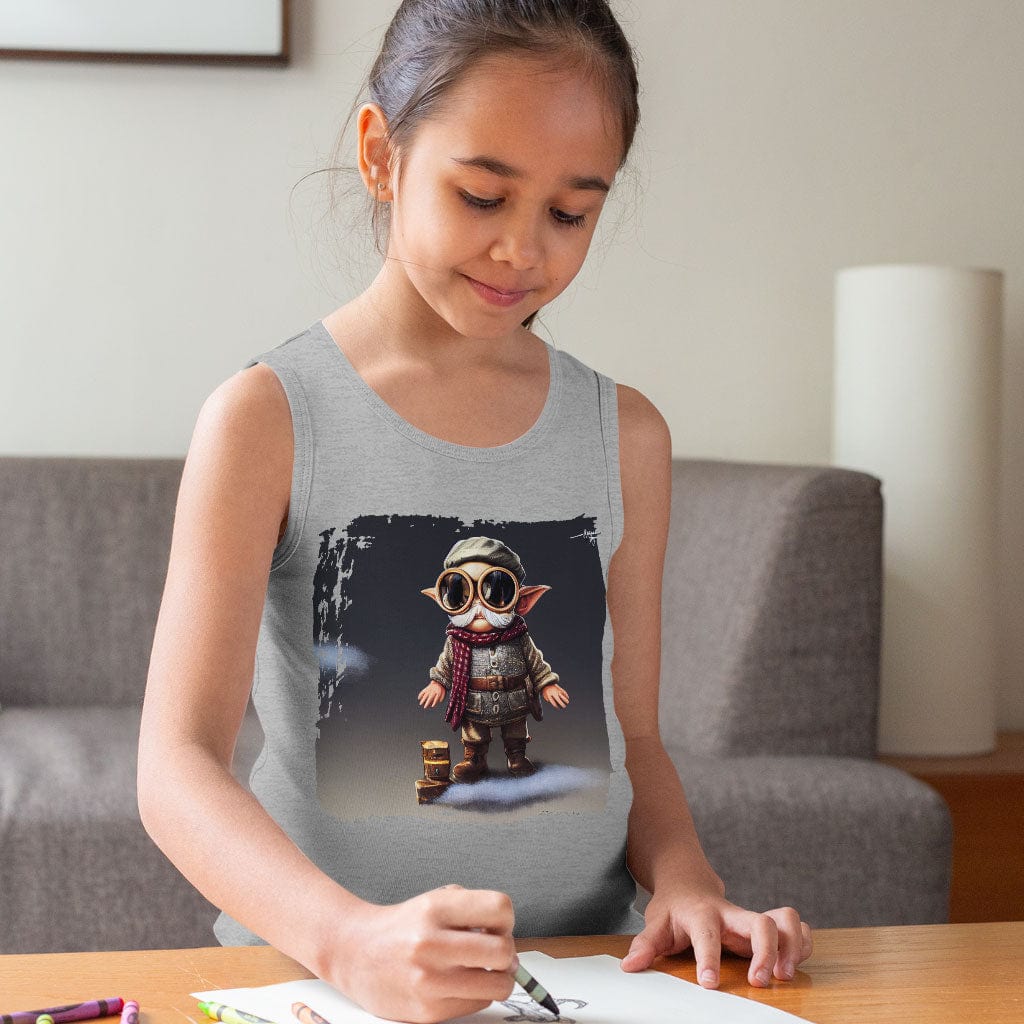 Gnome Illustration Kids' Jersey Tank - Cartoon Sleeveless T-Shirt - Pilot Kids' Tank Top