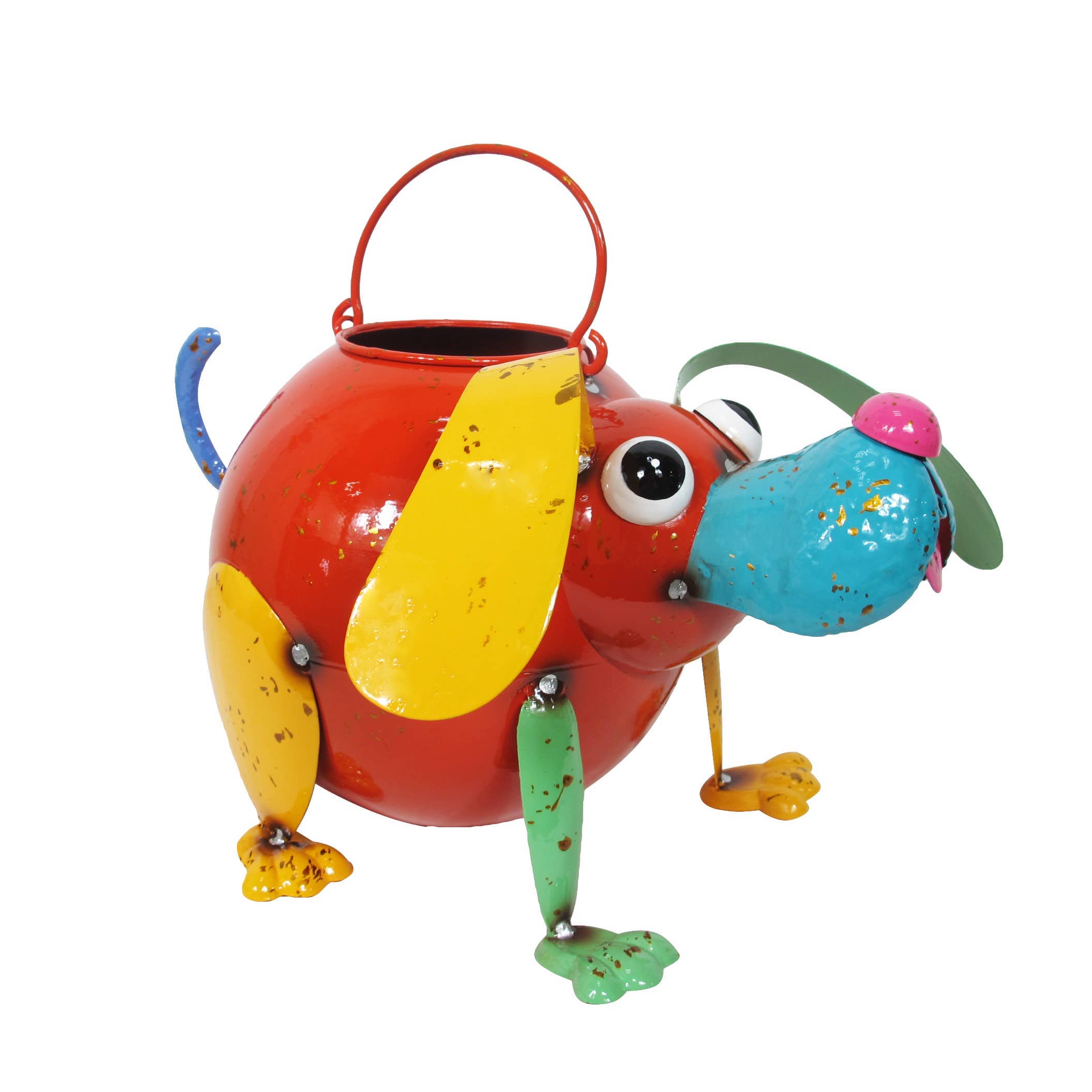 Metal Dog Watering Can-Continental Art Center - Colorful Enameled - The Pink Pigs, A Compassionate Boutique