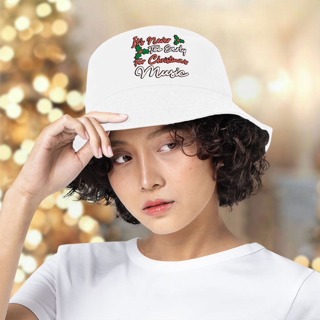 Christmas Music Bucket Hat - Word Art Hat - Music Bucket Hat
