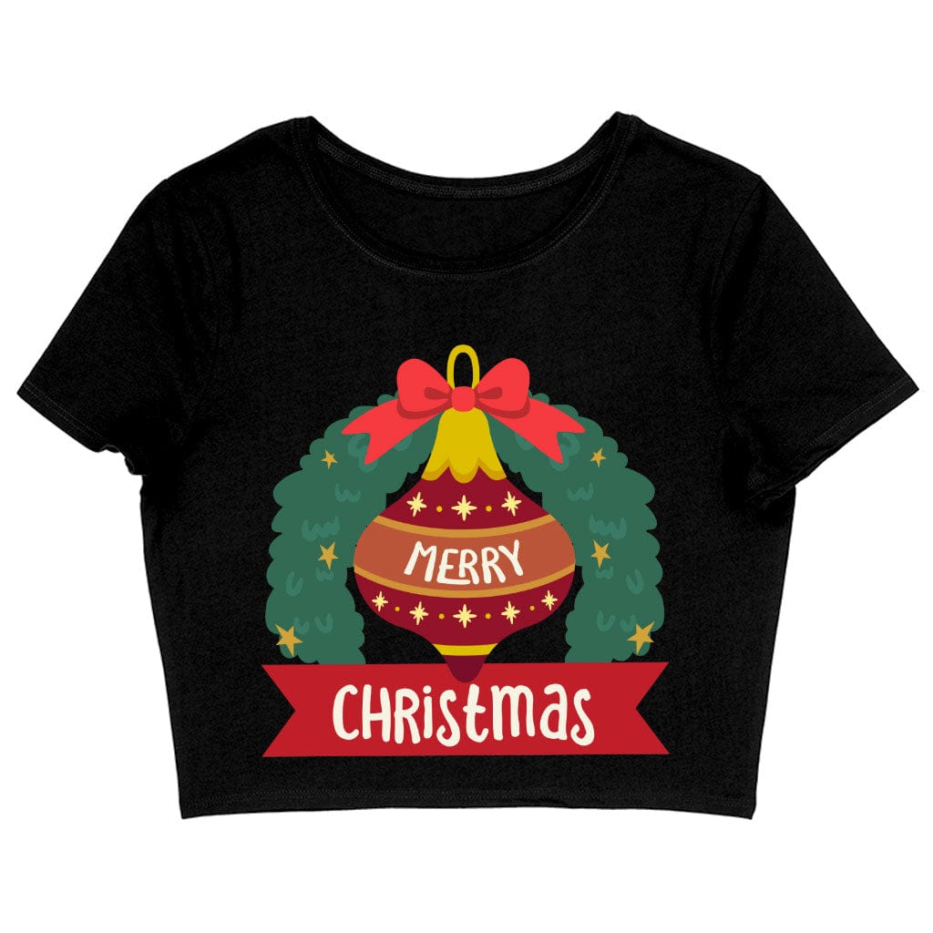 Merry Christmas Women's Cropped T-Shirt - Christmas Crop Top - Print Crop Tee Shirt