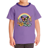 Floral Print Girls' Ruffle Neck T-Shirt - Adorable Toddler T-Shirt - Cool Ruffle Neck Tee