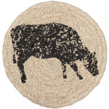 Cow or Pig Jute Country Coaster Sets of 6-Sawyer Mill