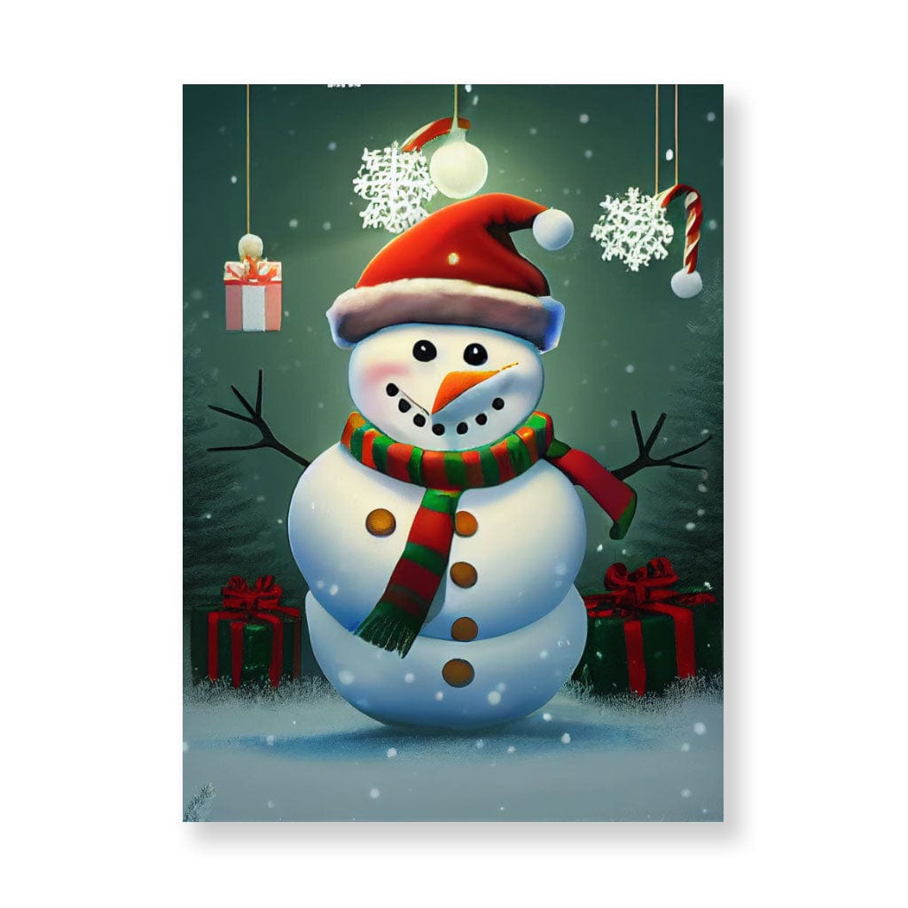 Funny Snowman Wall Picture - Graphic Stretched Canvas - Snow Wall Art