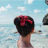 Upcycled Hair Scrunchies with Small Removable Bow Eco-Friendly Hand-Sewn - The Pink Pigs, A Compassionate Boutique
