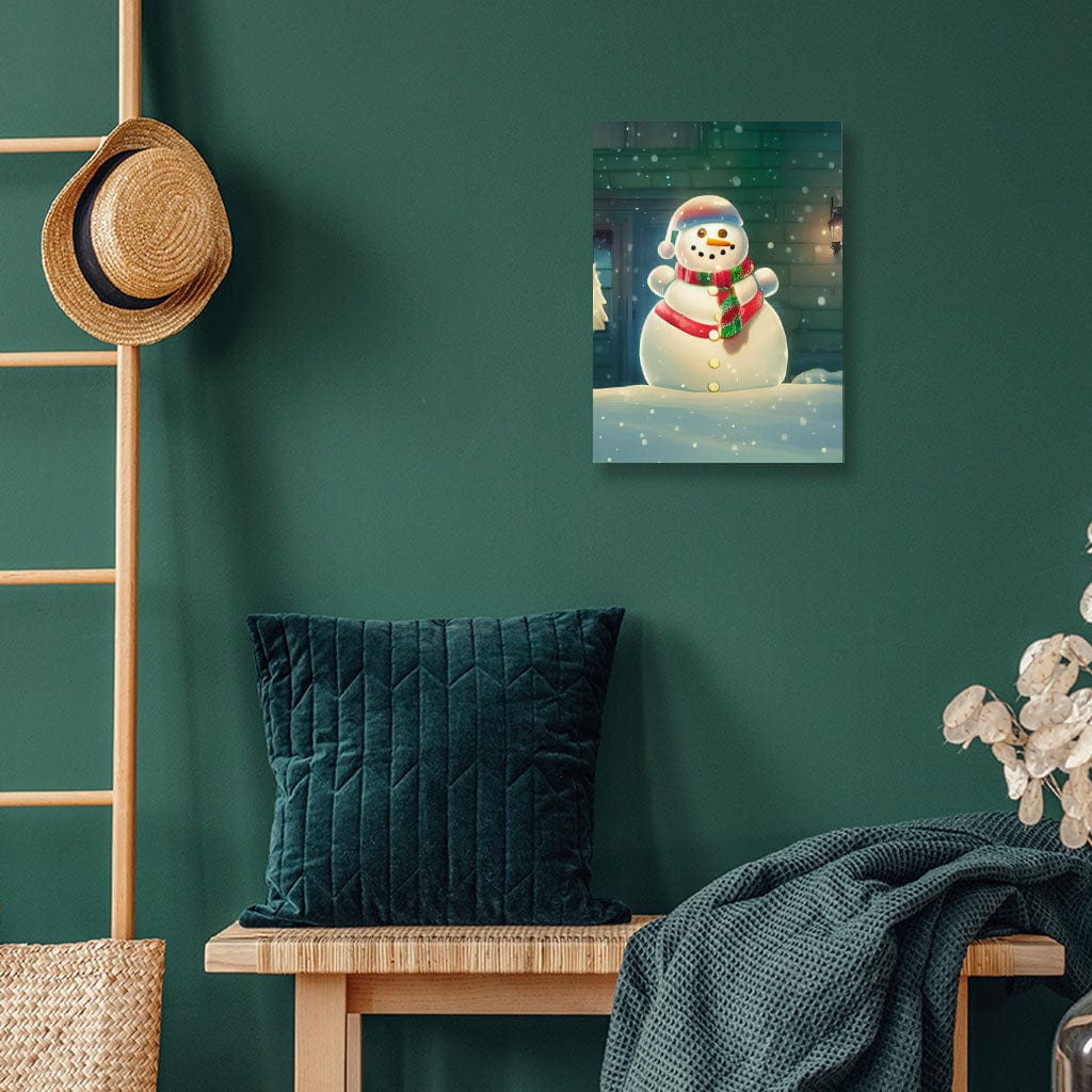 Snowman Design Wall Picture - Snow Stretched Canvas - Cute Wall Art