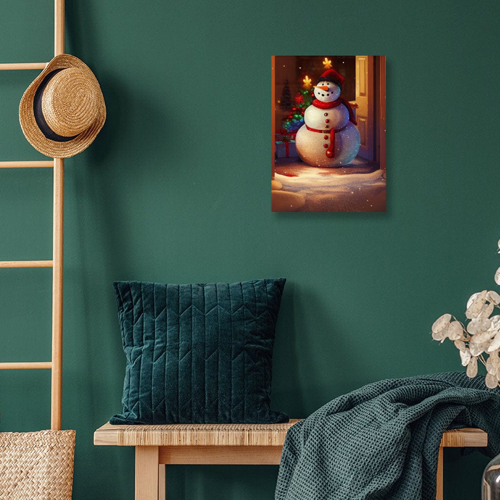 Snowman Christmas Wall Picture - Print Stretched Canvas - Snowman Wall Art