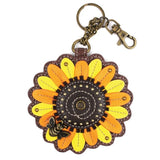 SUNFLOWER and Bee, WALLET, CELL PHONE XBODY, and SUNFLOWER - KEY FOB/COIN PURSE - The Pink Pigs, Animal Lover's Boutique