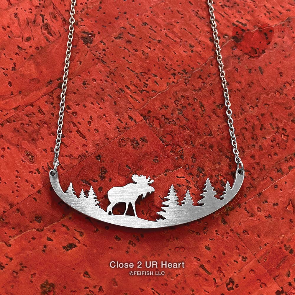 Moose in the Woods Necklace Made in the USA