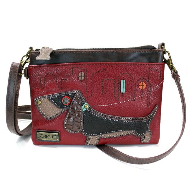 CHALA WIENER DOG - MINI CROSSBODY -BURGUNDY - The Pink Pigs, Animal Lover's Boutique