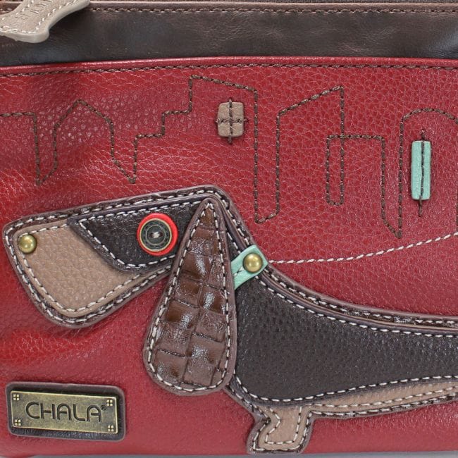 CHALA WIENER DOG - MINI CROSSBODY -BURGUNDY - The Pink Pigs, Animal Lover's Boutique