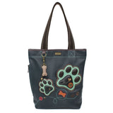 CHALA - TEAL PAW PRINT - EVERYDAY ZIP TOTE II - The Pink Pigs, A Compassionate Boutique