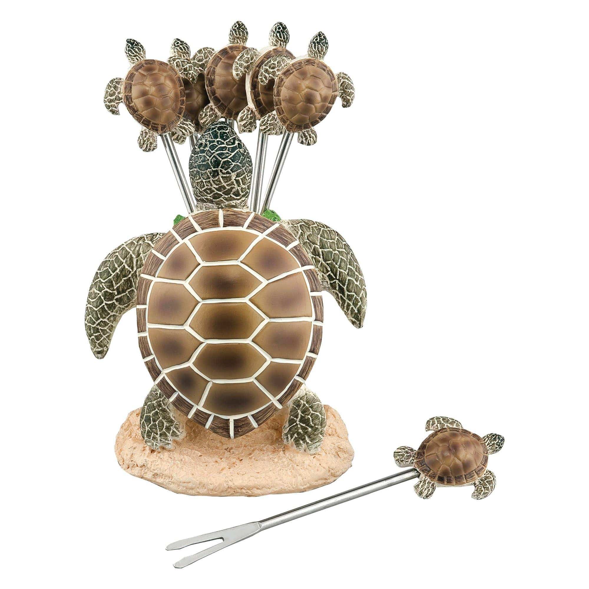 Sea Turtle Cocktail Picks with Holder