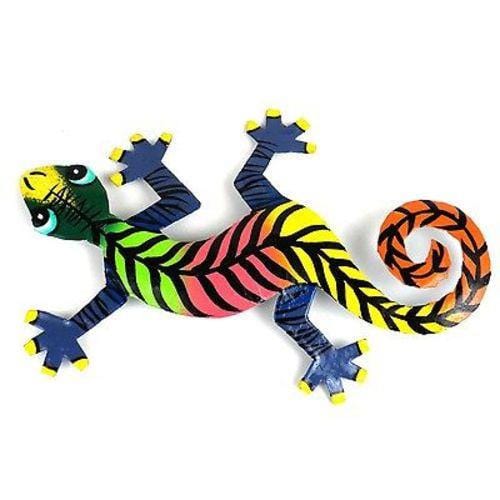 Eight Inch Striped Metal Gecko - Caribbean Craft *