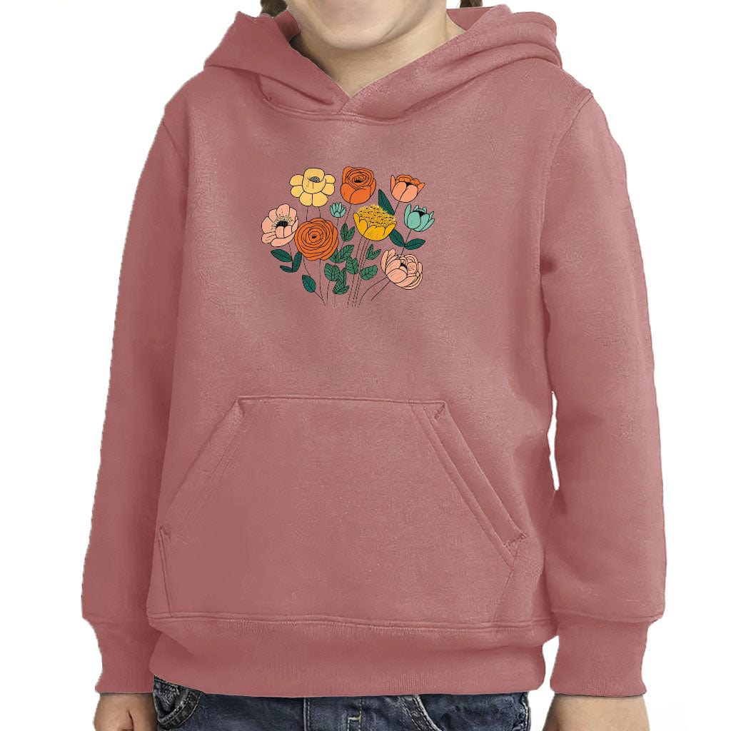 Flower Design Toddler Pullover Hoodie - Cartoon Print Sponge Fleece Hoodie - Cute Hoodie for Kids