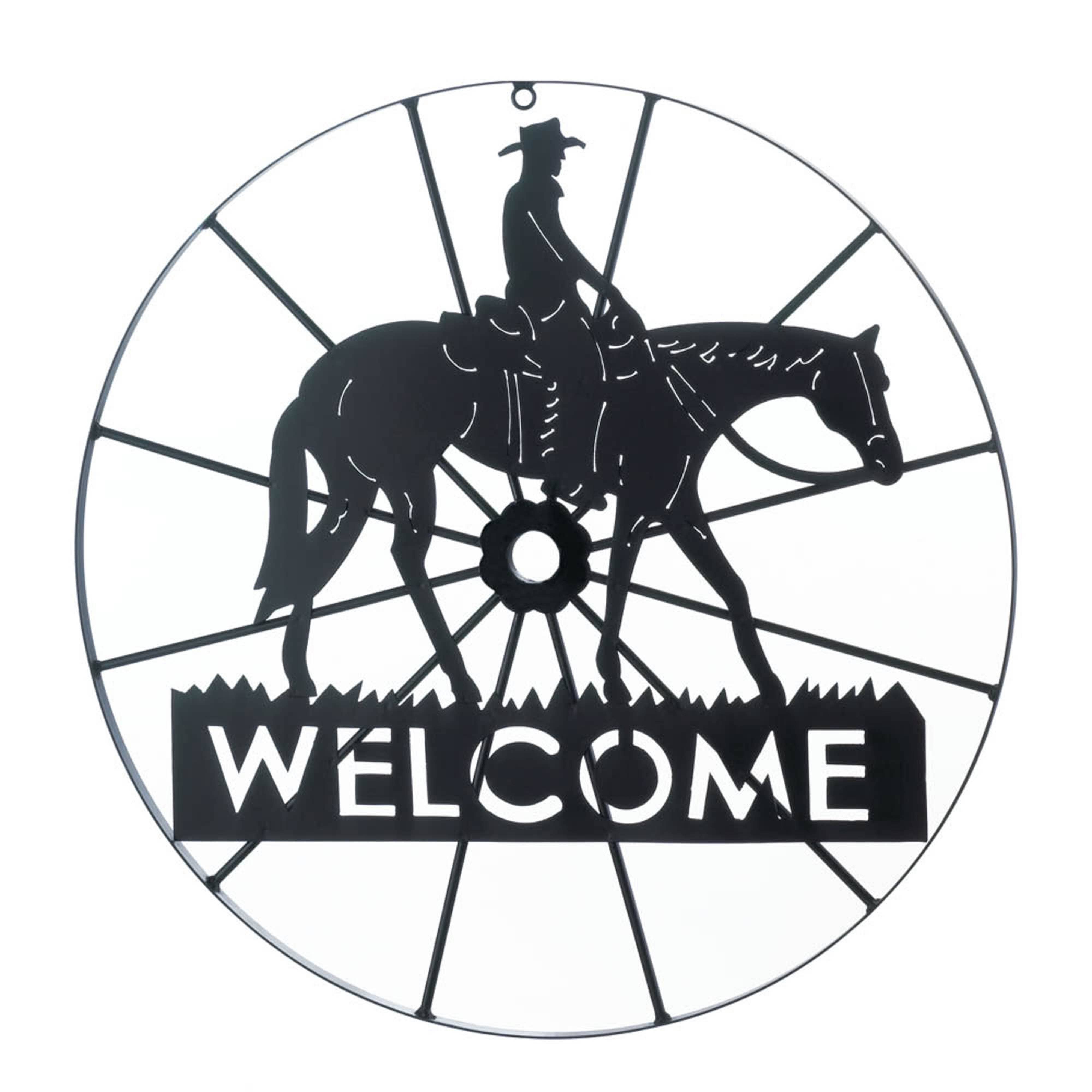 Cowboy Welcome Wheel Sign - The Pink Pigs, Animal Lover's Boutique