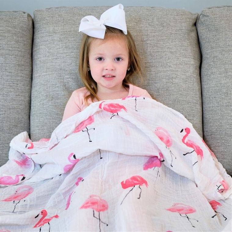 Let's Flamingle - Swaddle Set of Three Pink Theme Muslin Blankets