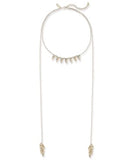 Gold-Tone Pave Leaf Scarf Collar Necklace BY Lucky Brand