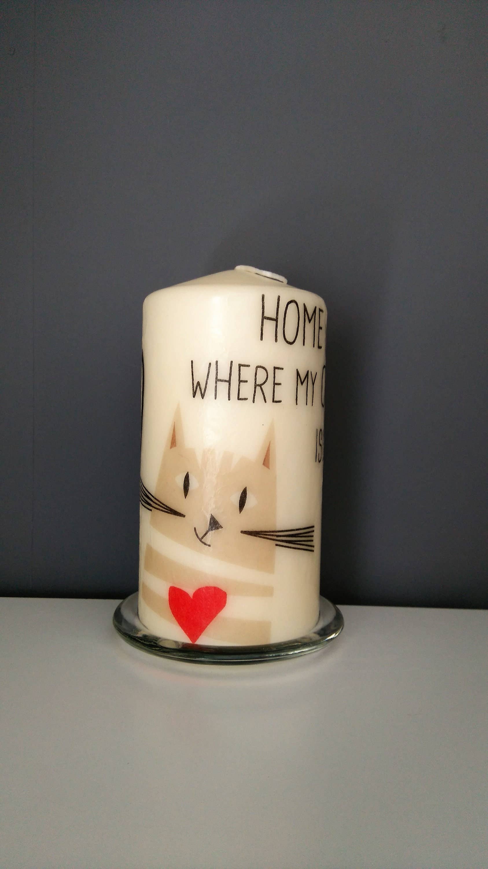 Cat Decorative Pillar Candle:  Home is Where My Cat Is