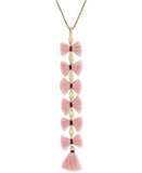 Pink Fringe Y-necklace Gold Tone Necklace 21-1/2" + 2" Extender By Lucky Brand