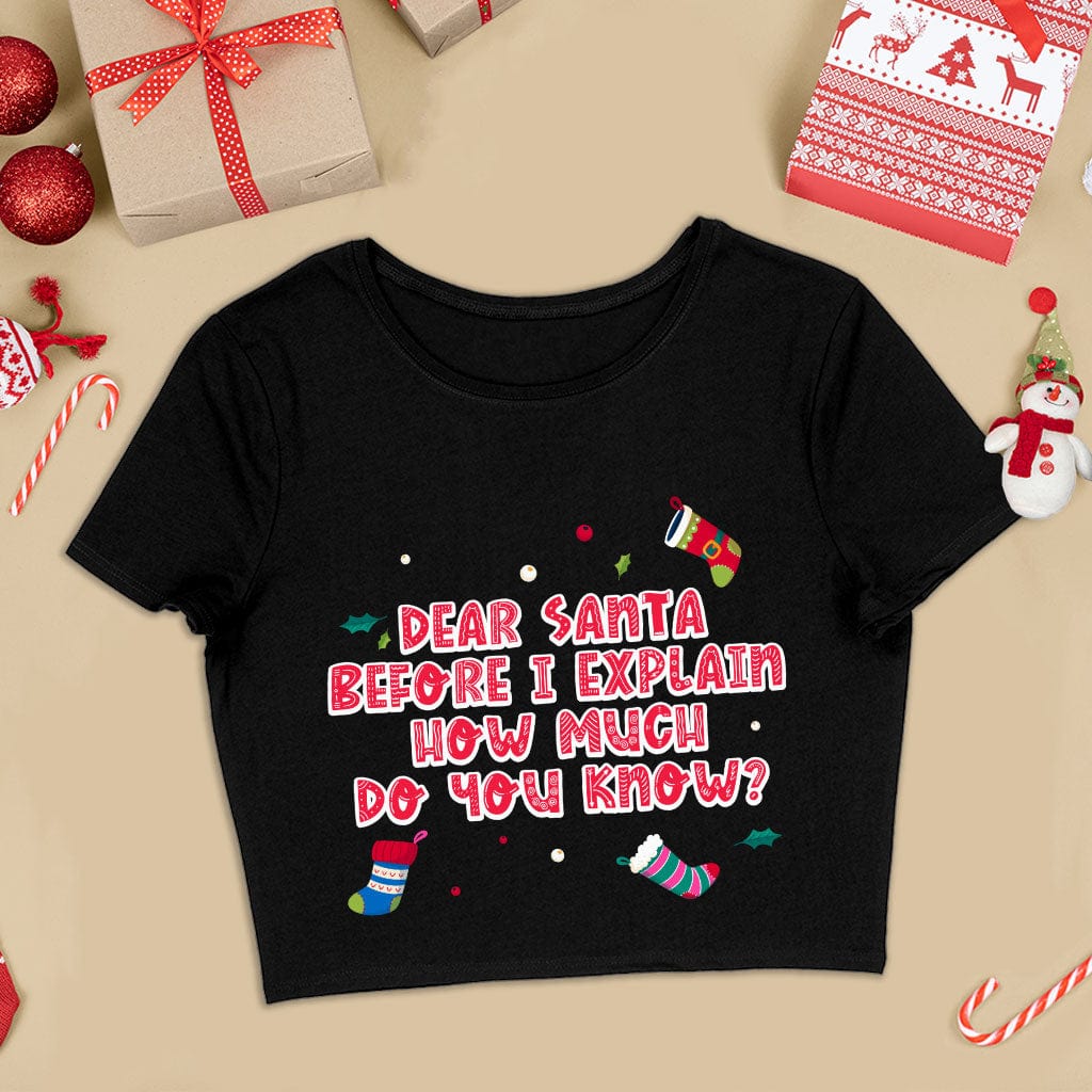 Funny Christmas Women's Cropped T-Shirt - Graphic Crop Top - Funny Crop Tee Shirt