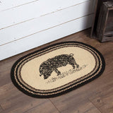 Sawyer Mill Charcoal Pig, Chicken or Cow Jute Rug Oval w/ Pad 20x30