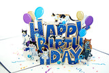 Happy Birthday Cats Pop Up Card for Cat Lovers
