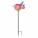 Pig Planter Removeable Stake-Colorful Heavy Enamel Paint - The Pink Pigs, Animal Lover's Boutique