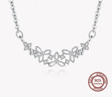 Elegant Flower Necklace in Fine 925 Sterling Silver with CZ