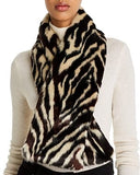 Zebra Print Scarf, Luxury Faux Fur Winter Scarf