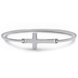 Bangle Sterling Silver Cross or Tree of Life Bracelets Silver, Rose or Yellow Gold Plated