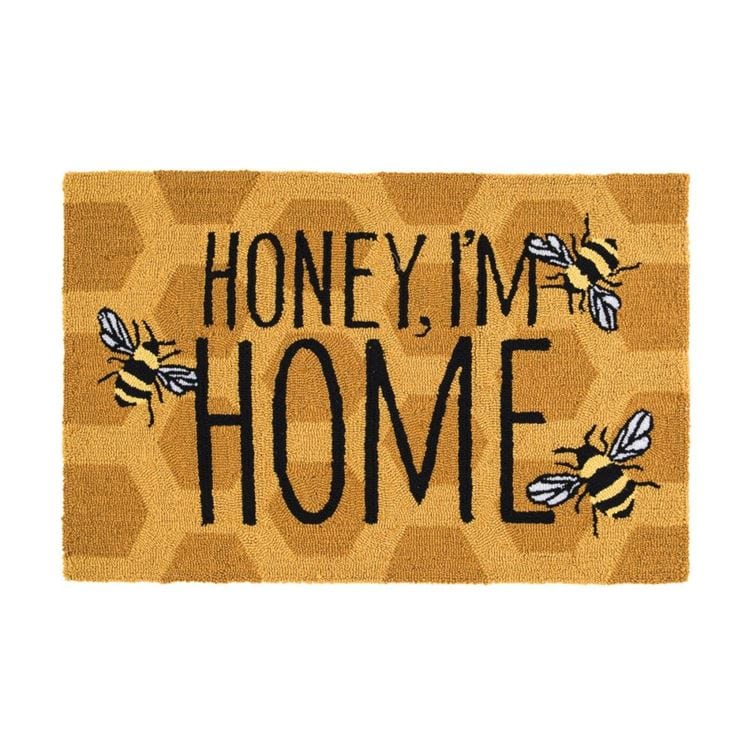 Honey I'm Home Hooked Rug for Bee Lovers - The Pink Pigs, A Compassionate Boutique