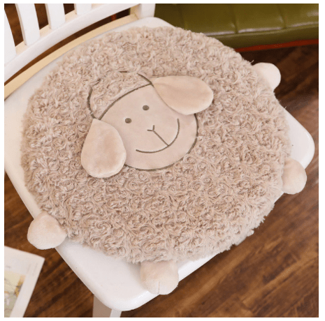 Fluffy Ewe Sheep Plushie, Chair Cushion or Baby Floor Play Mat Embroidered Features - The Pink Pigs, A Compassionate Boutique
