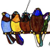 Multicolor Birds Stained Glass Window Panel