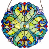 Blue Halston 12" Tiffany Style Stained Glass Hanging Window Panel