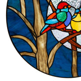 NEW Blue Birds in a Night Sky Stained Glass Window Panel