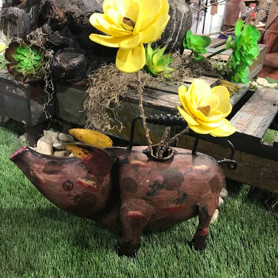 Bubbles The Pig Metal Art Watering Can
